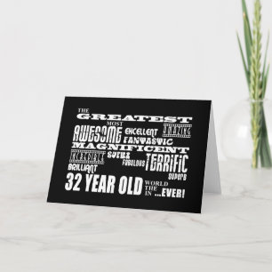 Carte trente-deuxième Ans de fête d'anniversaire plus