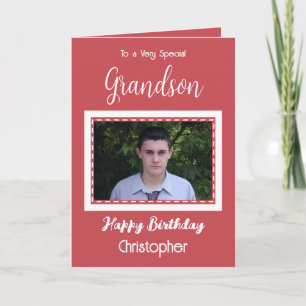 Carte Très spécial Grandson photo rouge anniversaire