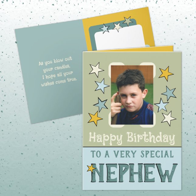 Carte Très spécial neveu vert bleu photo anniversaire (Créateur téléchargé)