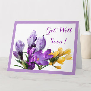 Carte Très vite joli crocus jaune violet floral