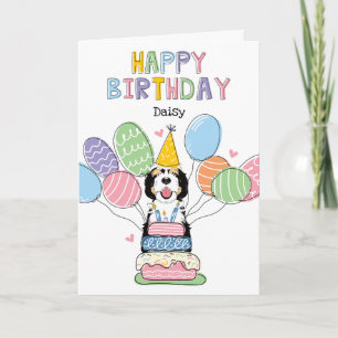 Carte Tri couleur Sheepadoodle Chien Joyeux Anniversaire
