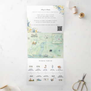 Carte tri-pliée d'invitation aquarelle de Newport 