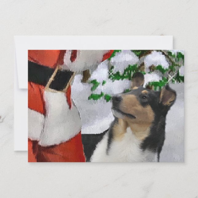 Carte Tri Smooth Collie et Père Noël Christmas Card (Devant)