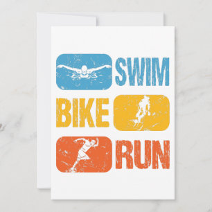Carte Triathlon vintage - Course à vélo de natation