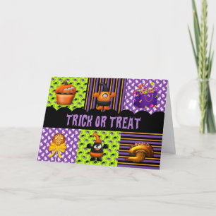 Carte Trick ou Treat Orange and Purple Halloween