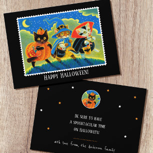 Carte Trick personnalisé ou traiter Halloween Chats Sorc