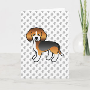 Carte Tricolore Beagle mignon chien de dessin