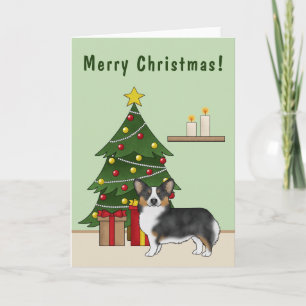 Carte Tricolore noir Pembroke Corgi gallois Arbre de Noë