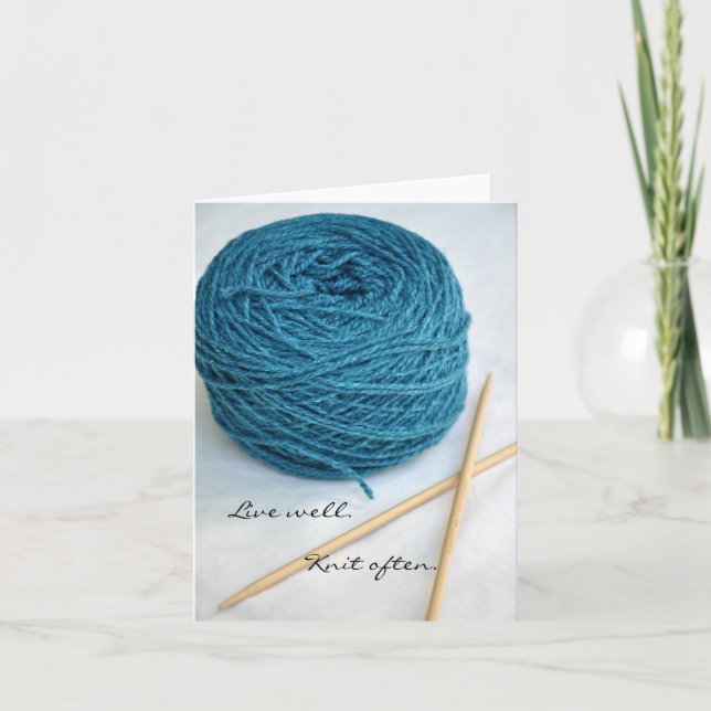 Carte tricot - Vivez bien. Knit souvent. (Devant)