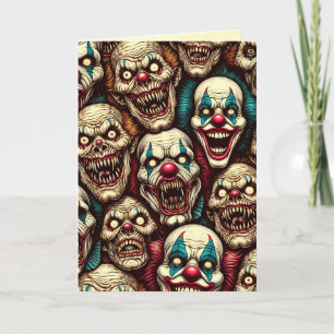 Carte Tricoter ou traiter   Halloween clownesque