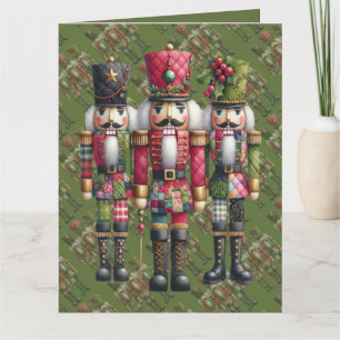 Carte Trio de casse-noisettes de Noël en patchwork fanta