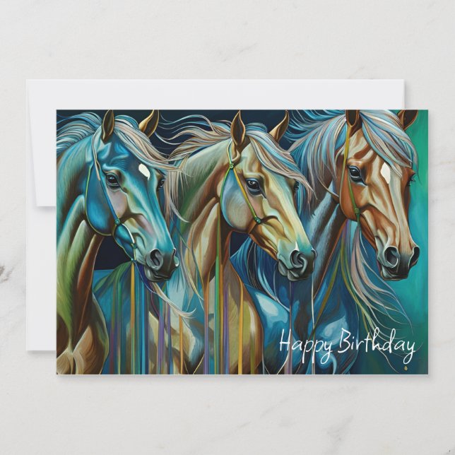 Carte Trio des chevaux Anniversaire (Devant)
