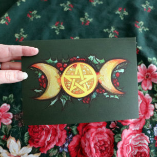 Carte Triple Moon Holly Yule Art