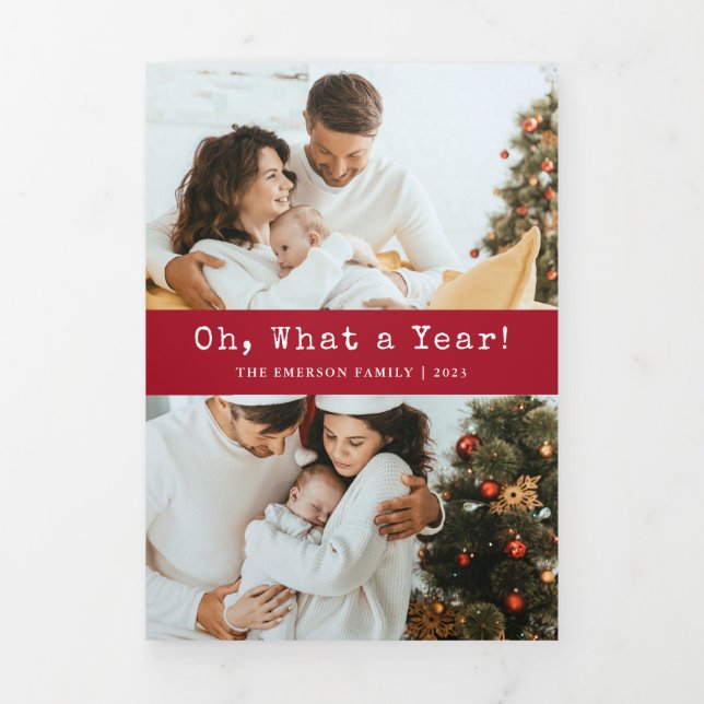 Carte triple photo rouge (Page de couverture)