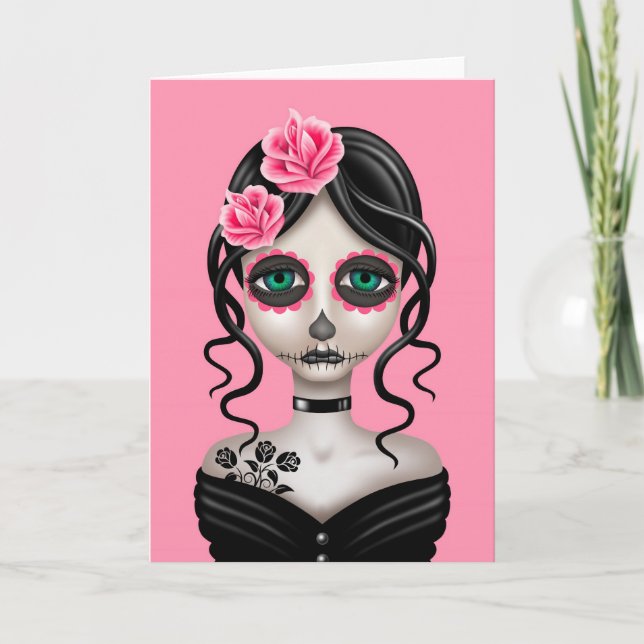 Carte Triste journée de la fille morte en rose (Devant)