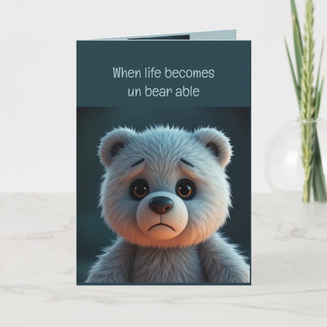 Carte Triste Ours Animal Se tirer bien ou perdre, Essais (Devant)