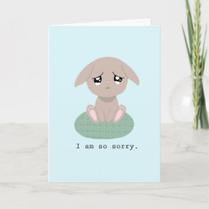 Carte Triste Pleurant mignon lapin Désolé de me pardonne