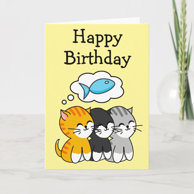Carte Trois Chatons d'Anniversaire (Devant)