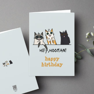 Carte Trois Chats Hey Hooman Funny Anniversaire