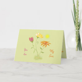 Carte Trois fleurs au soleil - transparent + texte.