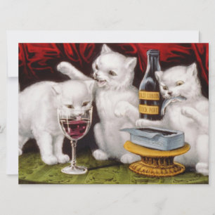 Carte Trois joyeux chatons au festin