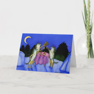 Carte Trois loups en neige