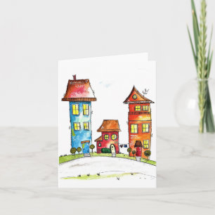 Carte Trois Mignonnes Maisons Whimsques