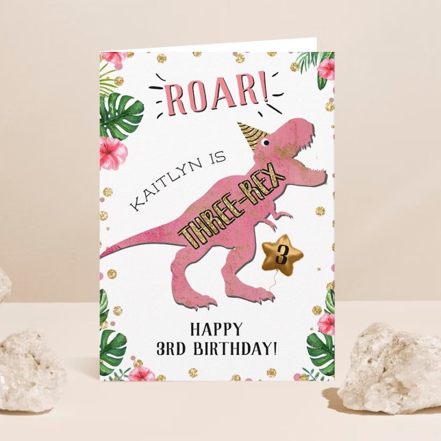 Carte Trois Rex Dinosaur 3e anniversaire (Créateur téléchargé)