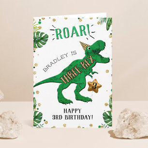 Carte Trois Rex Dinosaur 3e anniversaire