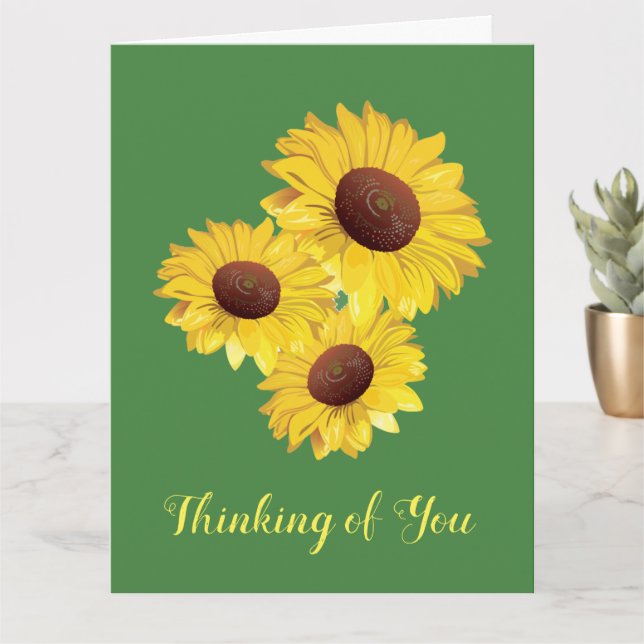 Carte Trois Sunflowers Design Blank Grey Card (Petite plante)