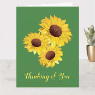 Carte Trois Sunflowers Design Blank Grey Card
