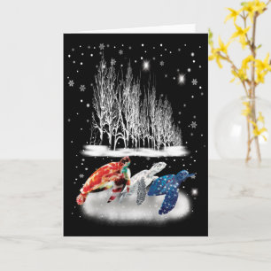 Carte Trois Turtle American T-Shirt Snowflake Noël