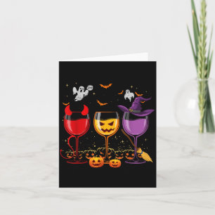 Carte Trois verres de vins Halloween drôle amateur de vi