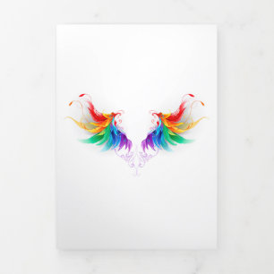 Carte Trois Volets Ailes fluffy arc-en-ciel