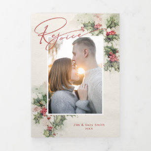 Carte Trois Volets Aquarelle artistique Holly Rejoice Script & Photo