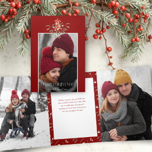 Carte Trois Volets Aquarelle minimaliste Mistletoe photo de Noël