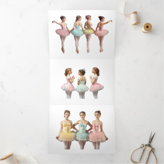 Carte Trois Volets Bailarinas con tutús de colores suaves