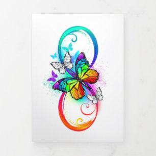 Carte Trois Volets Bright infinity with rainbow butterfly