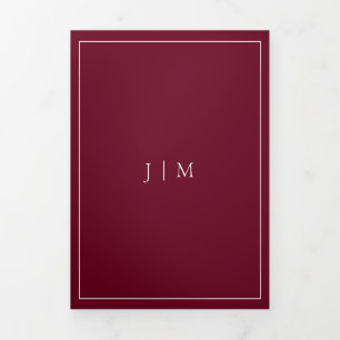 Carte Trois Volets Cadre simple formel Mariage moderne bordeaux