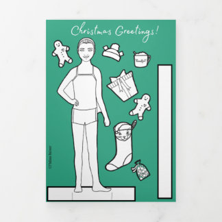 Carte Trois Volets Carte poupée papier de Noël #1 de 5 po x 7 po