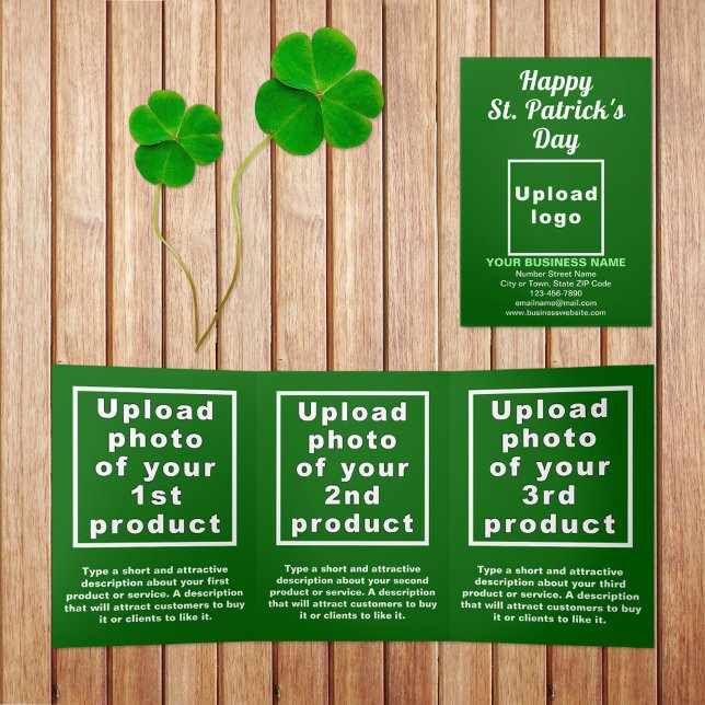 Carte Trois Volets Carte triplée Green St. Patrick's Day Business (Green St. Patrick's Day business trifold card)