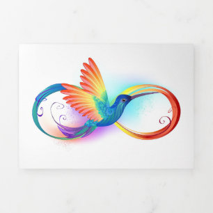 Carte Trois Volets Colibri arc-en-ciel avec symbole d'infini