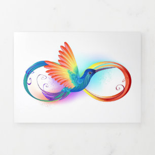 Carte Trois Volets Colibri arc-en-ciel avec symbole Infinity
