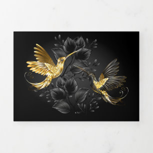 Carte Trois Volets Colibri noir et or