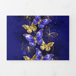Carte Trois Volets Composition avec papillons Sapphire