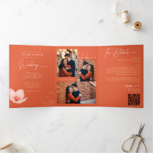 Carte Trois Volets Coucher de soleil de Vérone orange vif mariage com