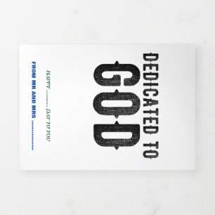 CARTE TROIS VOLETS DÉDIÉ À DIEU PERSONNALISABLE COOL TEXTE NOIR