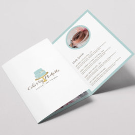 Carte Trois Volets Elégant gâteau bleu avec florale boulangerie Broch