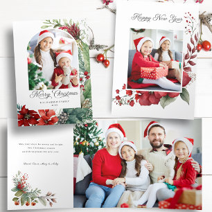 Carte Trois Volets Elégant Joyeux Noël Botanique Arc Photo
