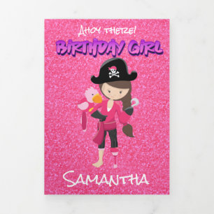 Carte Trois Volets Fête Pirate Girl 9e anniversaire